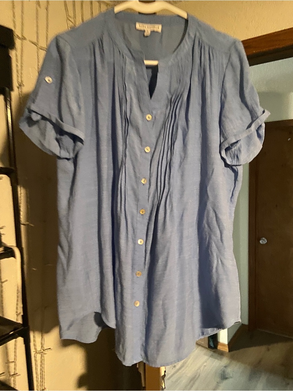 Sara Michelle Light Blue Short-Sleeve Button-Down Shirt